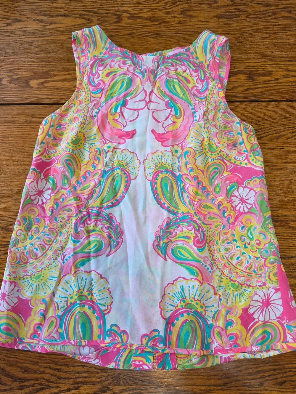 Lilly Pulitzer 100% Silk Button Back Bright Paisley Print Sleeveless Top Size S